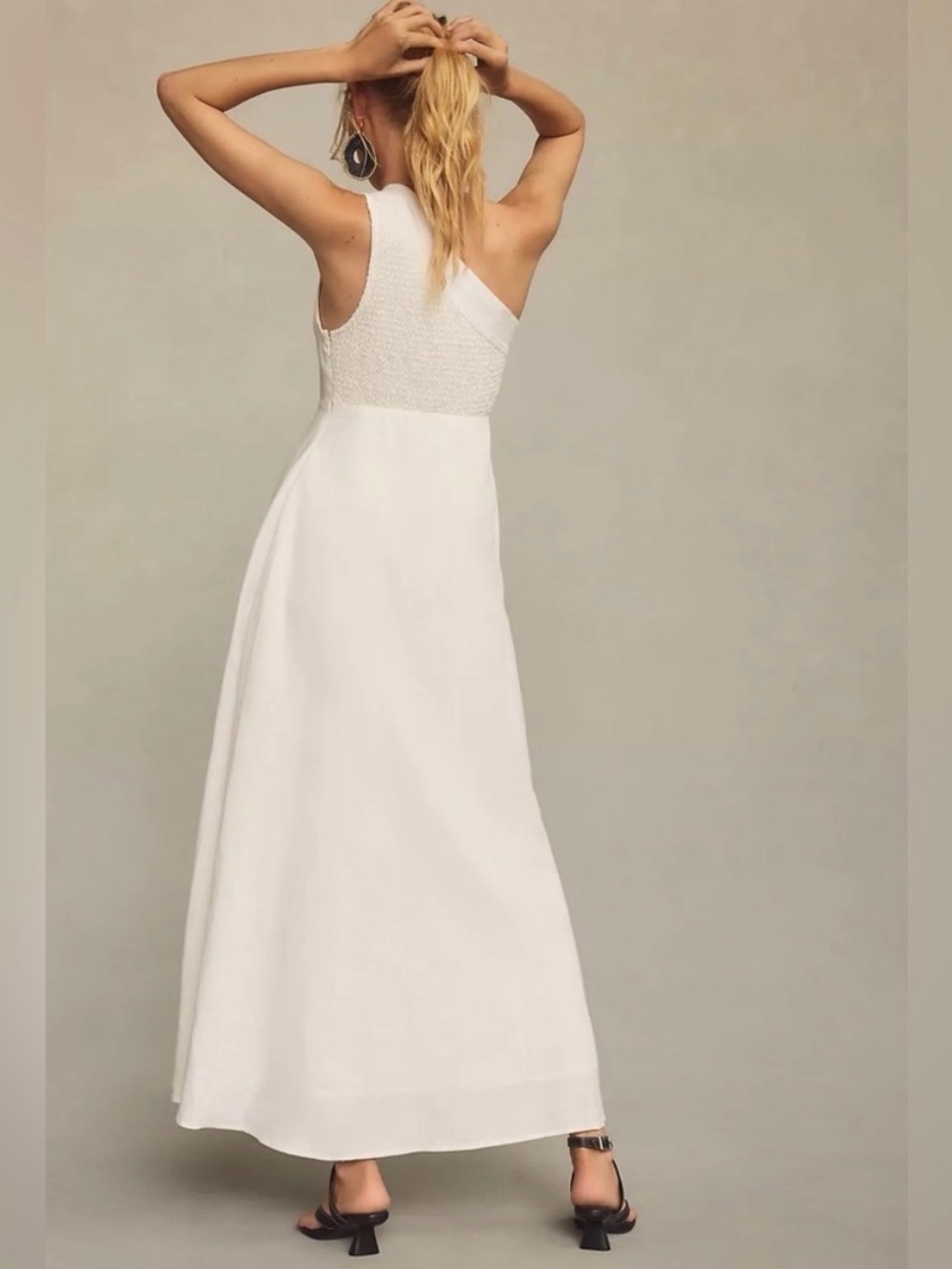 Anthropologie Farm Rio One-Shoulder White Maxi Dress, Size XXS - Picture 2 of 6